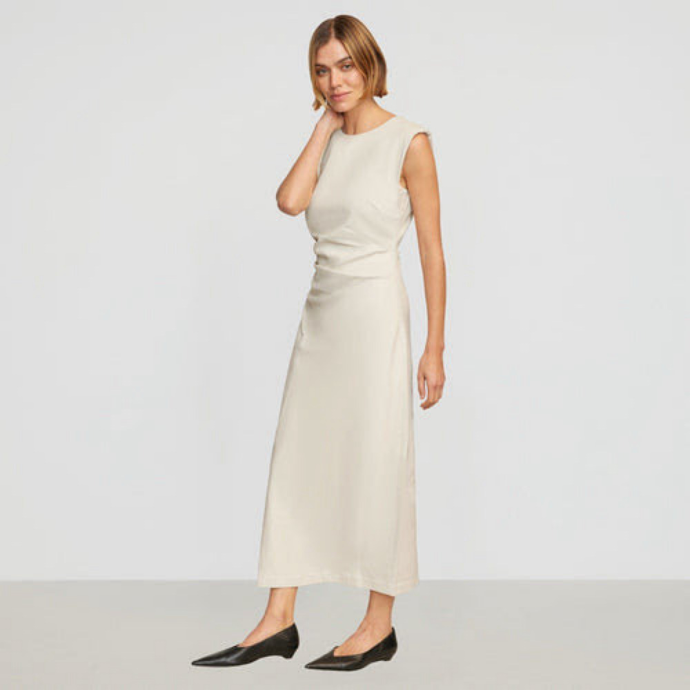 Iman Split-Hem Cotton Twill Dress